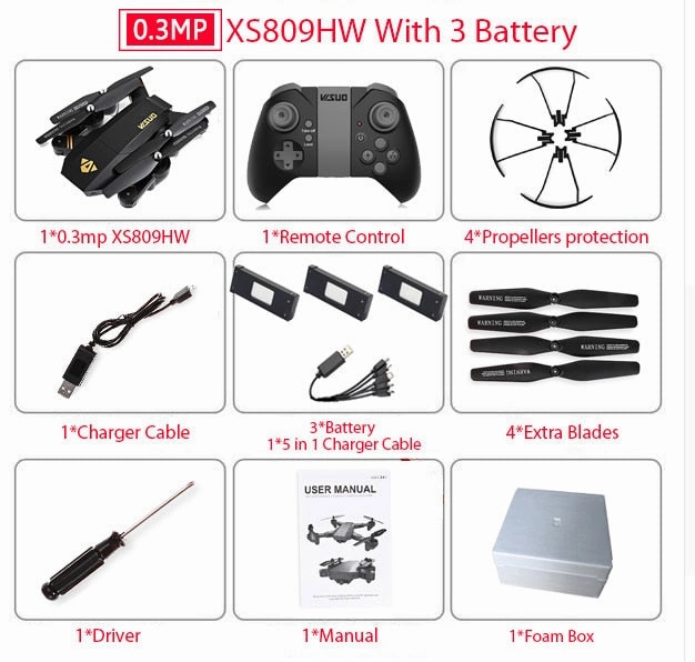 Visuo XS809W Mini Foldable Selfie Drone with Wifi