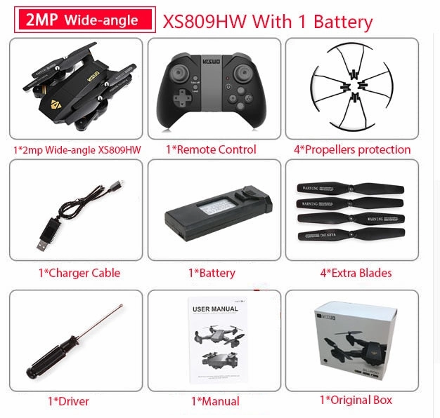 Visuo XS809W Mini Foldable Selfie Drone with Wifi
