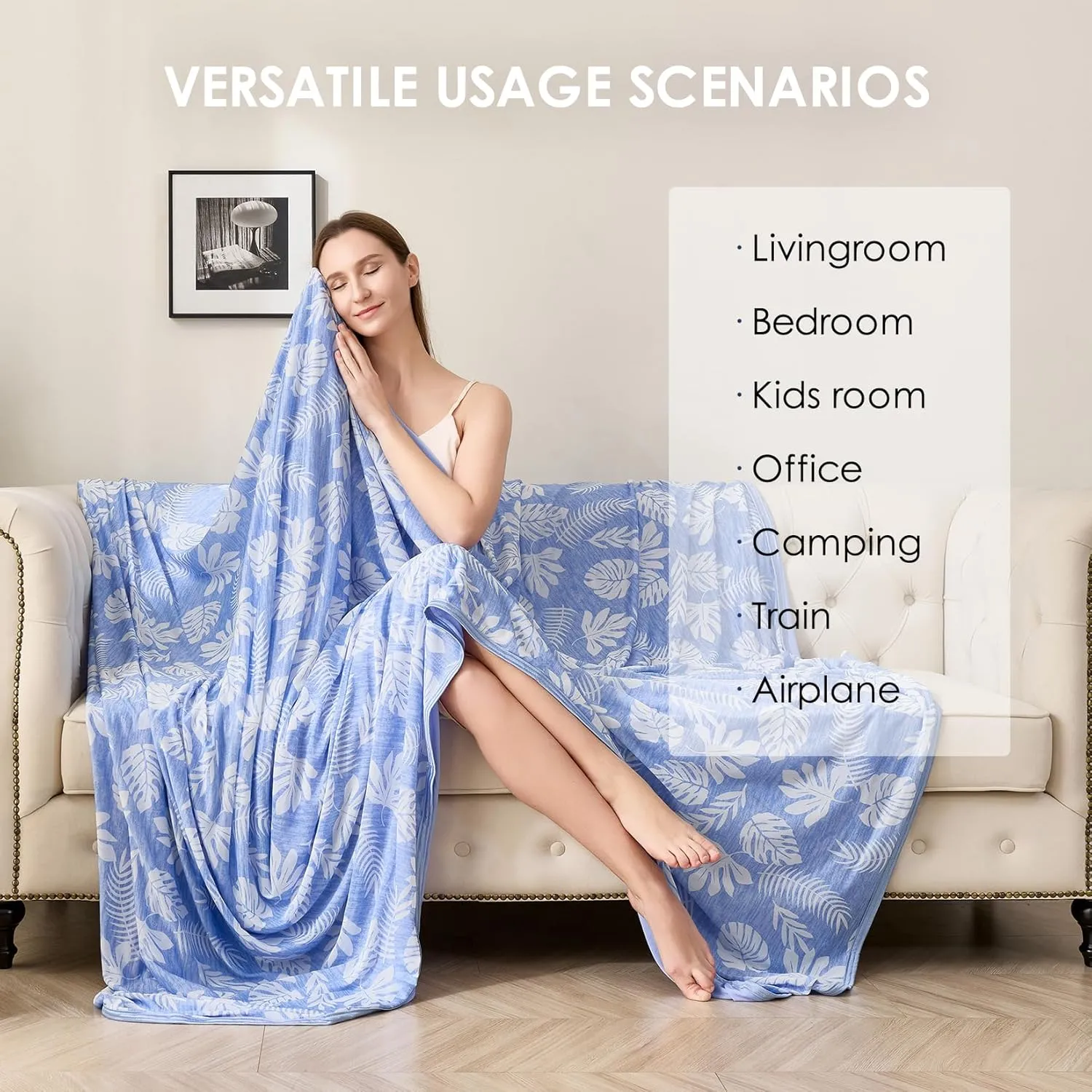 VK VK·LIVING Cooling Blanket for Hot Sleepers Breathable Summer Blankets Q-Max 0.5 Arc-Chill Cooling Thin Blankets for Night Sweats, Lightweight Double Sides Cooling Blankets (Queen 90"x90" LightBlue)