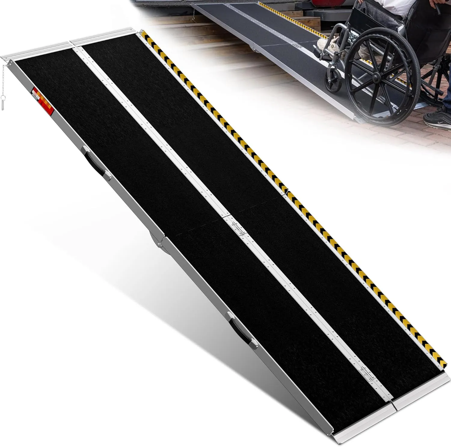 VNN Portable Wheelchair Ramp 8FT, Non-Slip Aluminum Folding Handicap Ramp, Door Threshold Wheelchair Ramps for Home, Wheel Chair Ramp for Home Steps