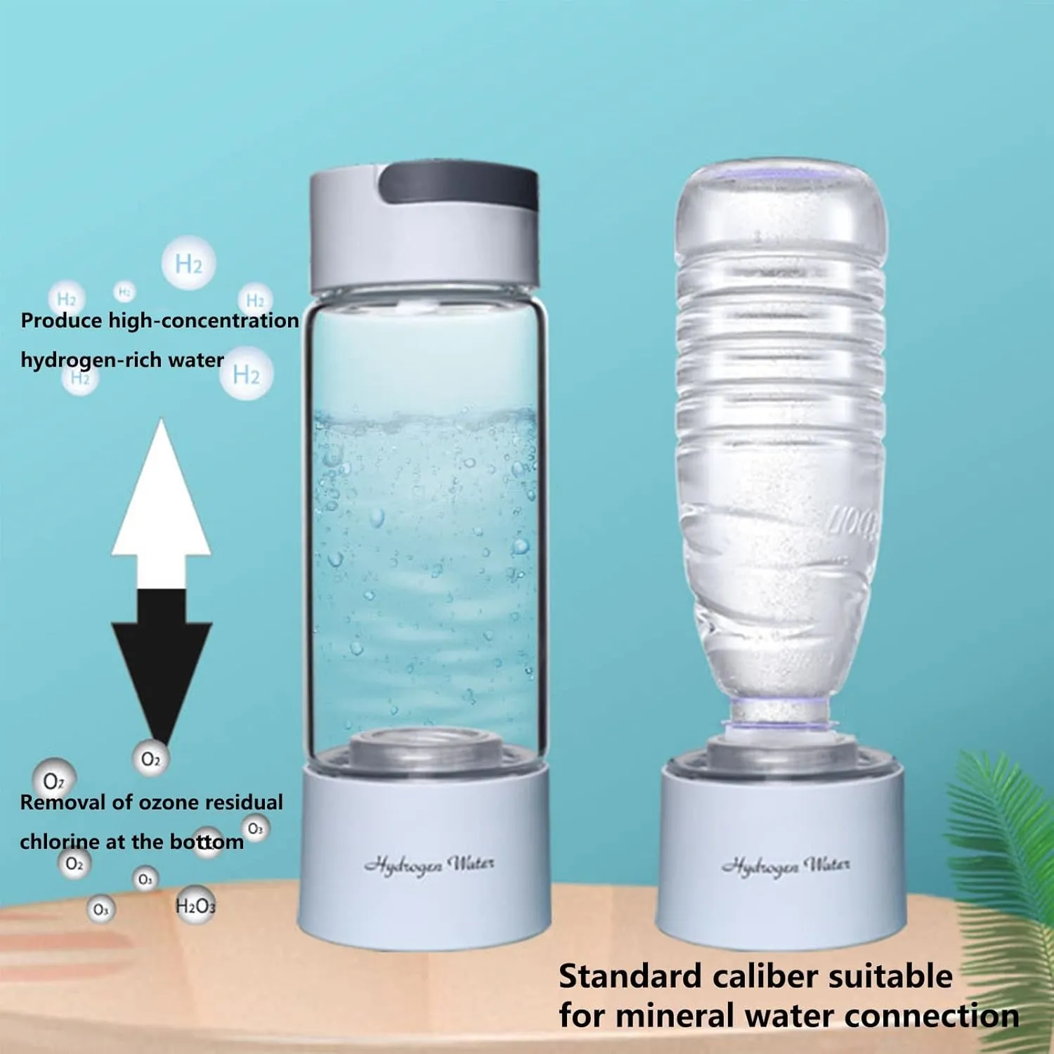 Water Purifiers, Portable Hydrogen Rich Water Bottle Hydrogen Water Generator Ionizer with Self-Cleaning Mode Inhaler and Adapter SPE & PEM Technology Make Hydrogen Content Up to 1000-1200 PPB400Ml