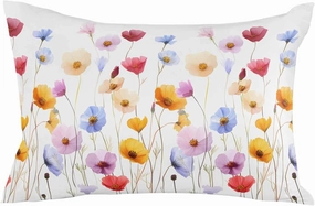 Watercolor Popy Flowers Pillowcase 1 Pack 16x24 Inch Spring Summer Flower Farmhouse Pillow Case Soft Brushed Cloth Zipper Bed Pillow Shams for Bedroom Sofa Car