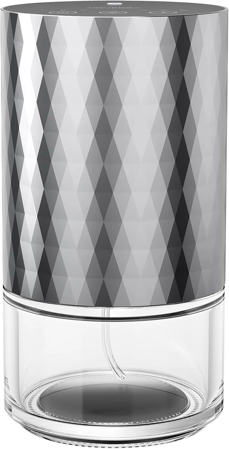 Waterless Diffuser Essential Oil 100mL Capacity Scent Air Machine for Home Aromatherapy Premium Metal Nebulizer Battery Operated 3 Mist Settings Timers Color Light AN5(Space Grey)