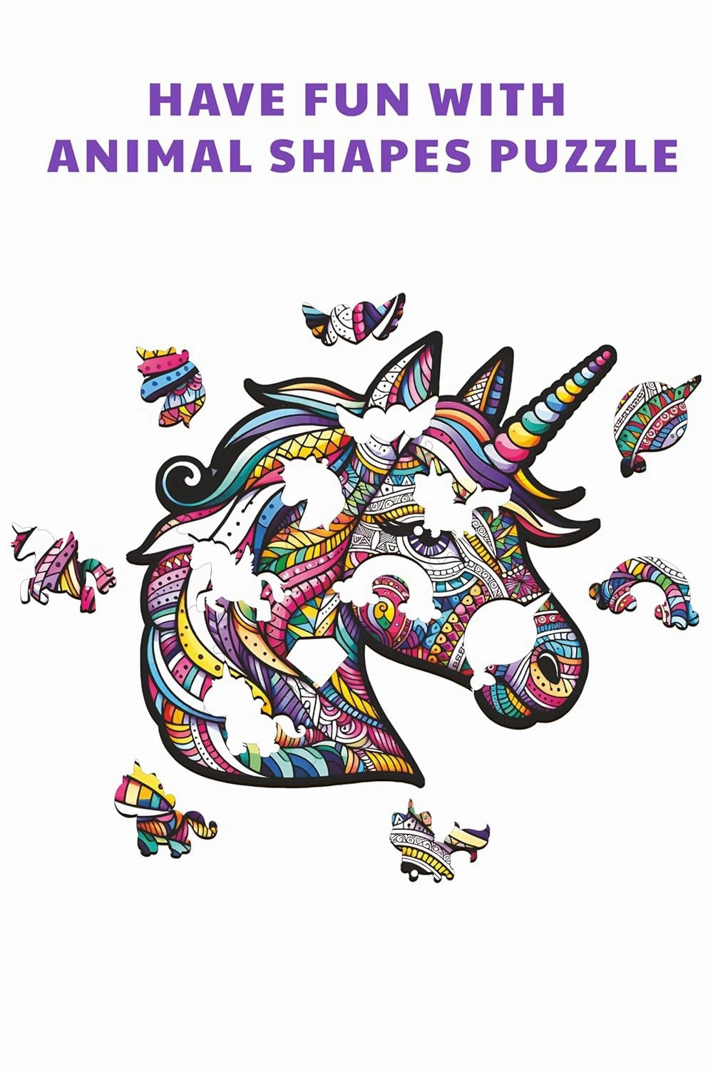 Webby Unicorn Jigsaw Puzzle | Majestic Colourful Wooden Animal (26 pieces)
