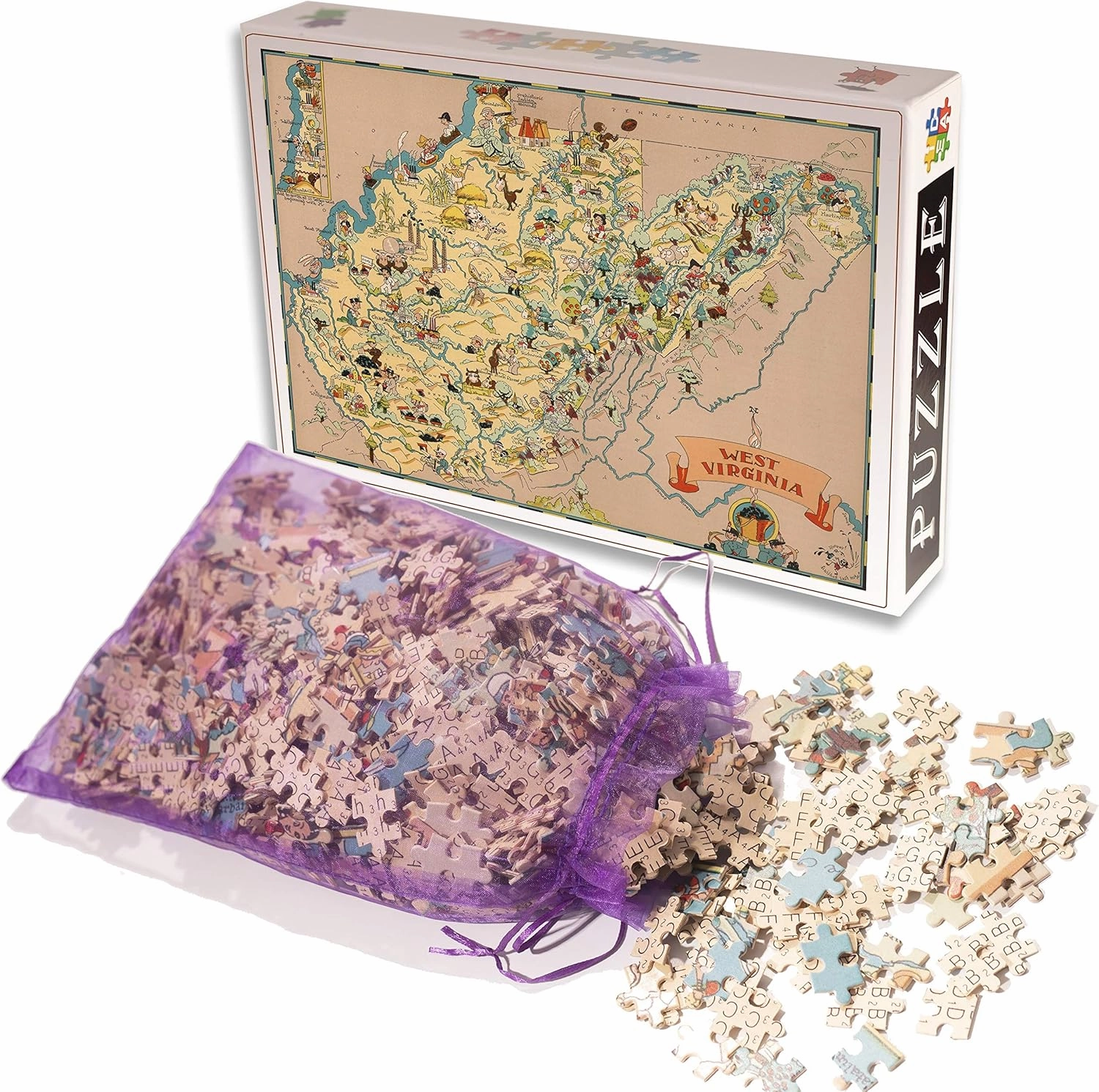 WEST Virginia Wooden Map Jigsaw Puzzle Toys for Adults USA of State Map Decorate Puzzle Games 500 Piece