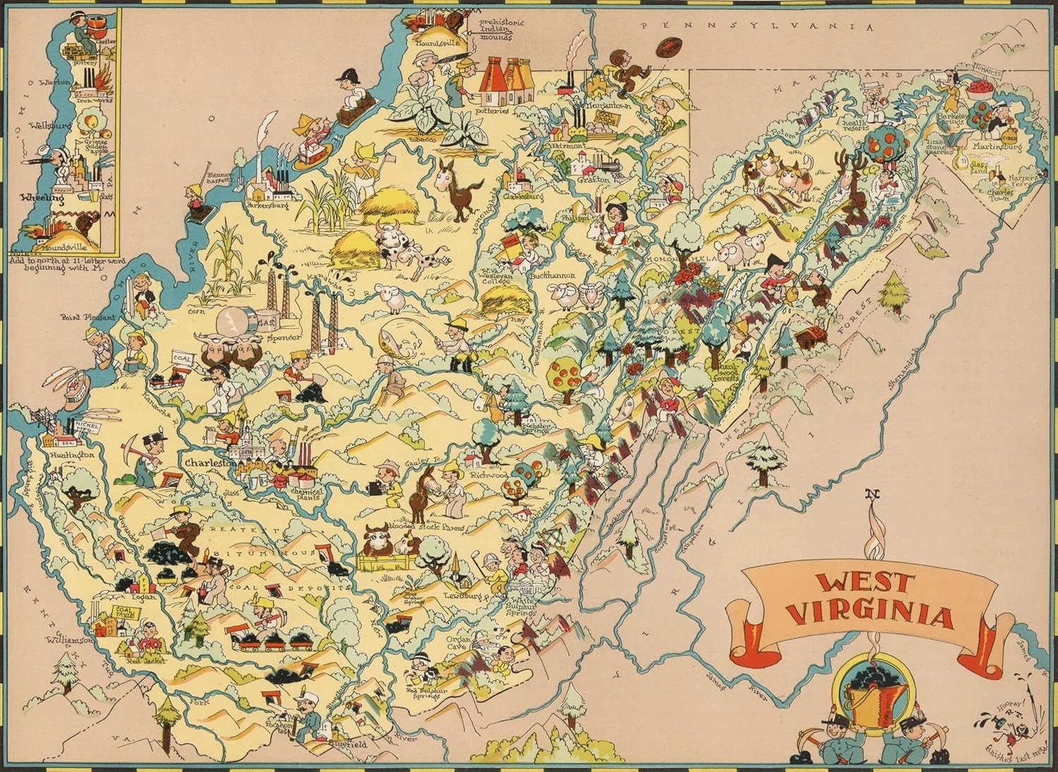 WEST Virginia Wooden Map Jigsaw Puzzle Toys for Adults USA of State Map Decorate Puzzle Games 500 Piece