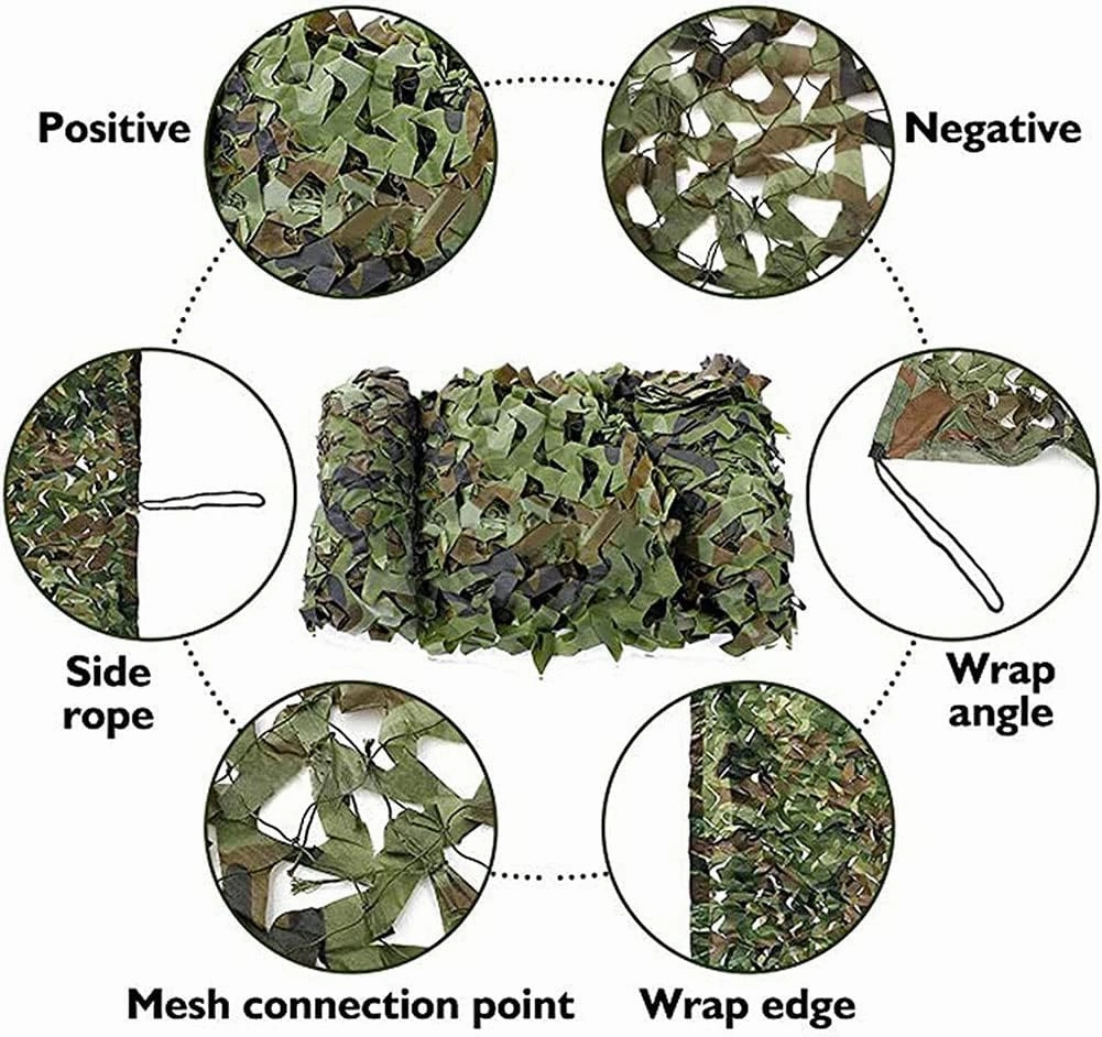 WHFTD Camouflage Netting - Camo Mosquito Nettings - Woodland Net Mesh for Covering Hunting Shooting Blind Watching Hide Party Decorations,10×15m/32.8×49.2ft