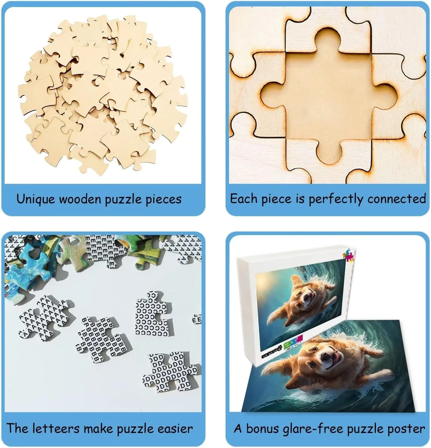 White and Blue Peacock Puzzles for Adults - 1000 Piece Wooden Jigsaw Puzzle - Difficult and Cool Fantasy Puzzles