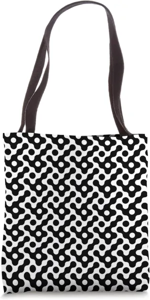White Black Ripple Circle Wavy Polka Dots Pattern Tote Bag