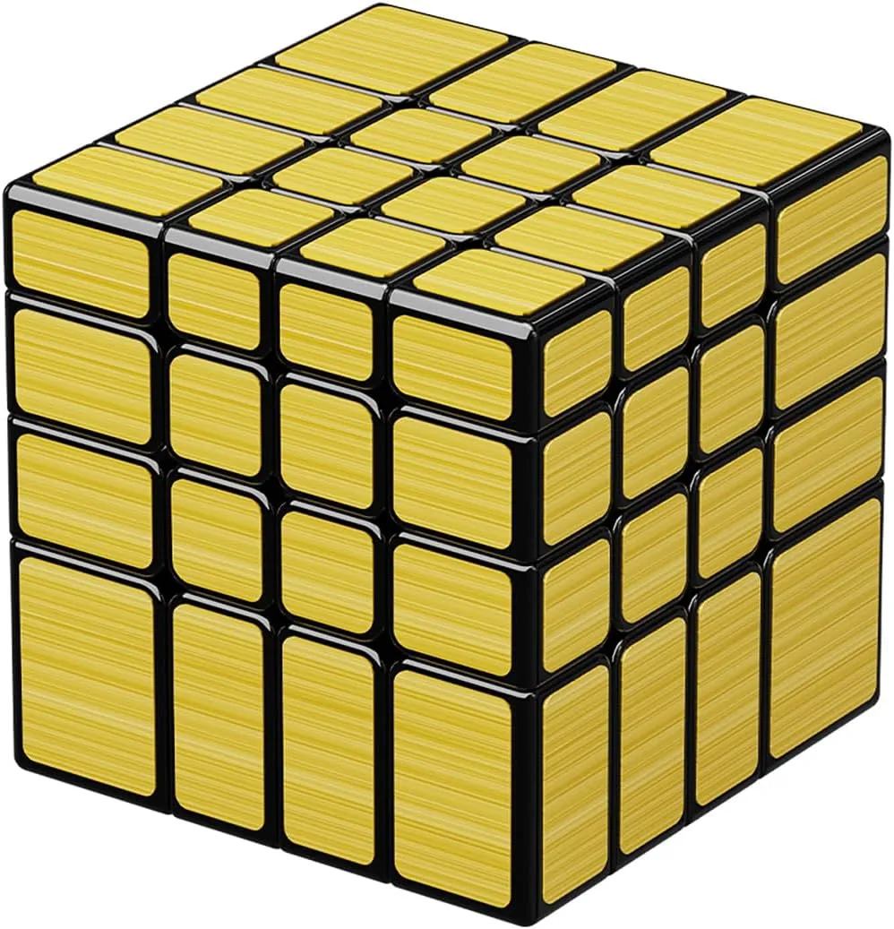 Willking Mirror Cube 4x4x4 Speed Cube 4x4 Mirror Blocks Cube Different Shapes Golden Cube