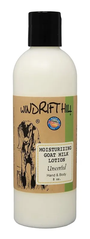 Windrift Hill Moisturizing Goat Milk Hand & Body Lotion 8 Ounce Bottle (Unscented)