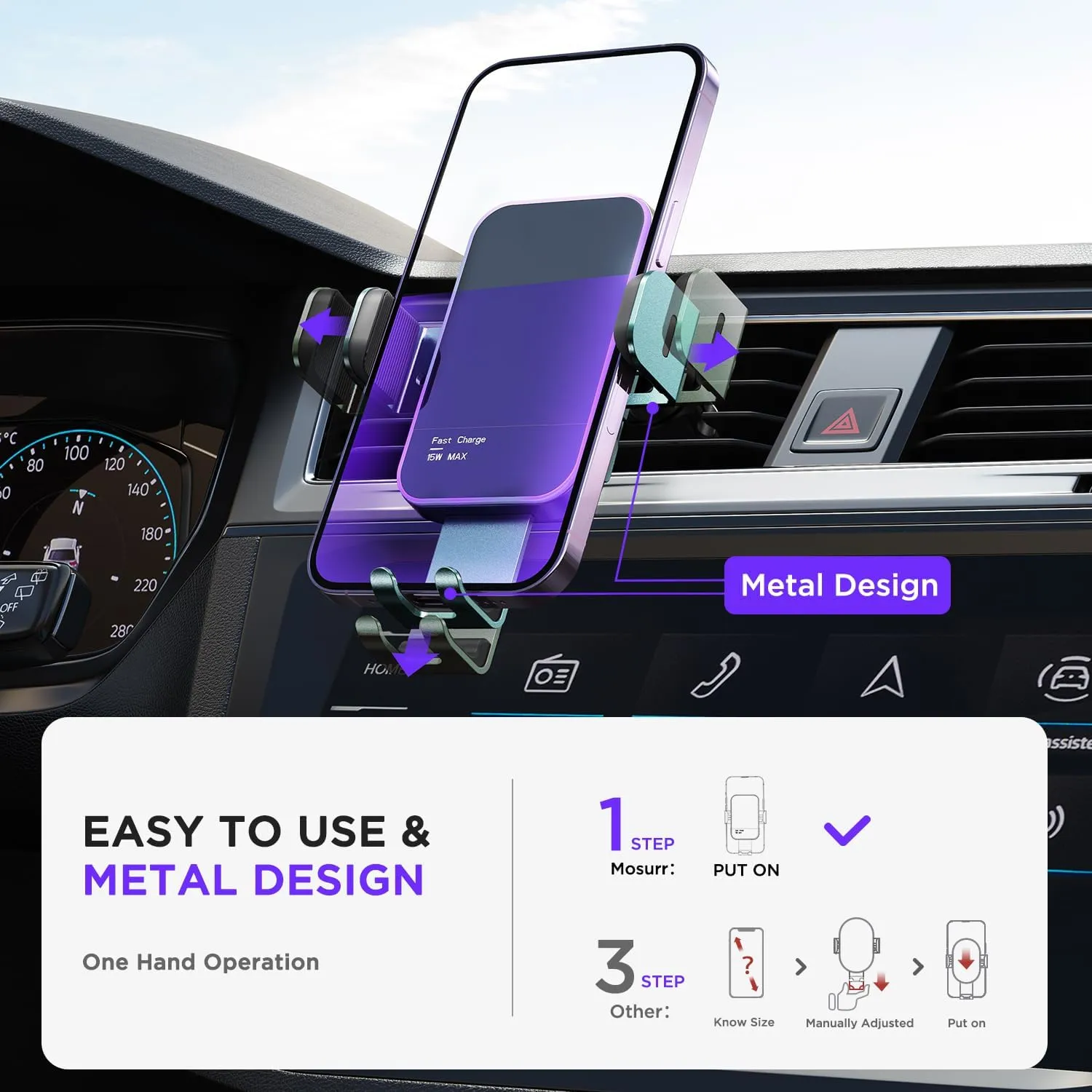 Wireless Car Charger,【7 Colored LED Backlit】 15W Auto Clamping Phone Mount Holder fit for iPhone 15 14 13 12 Mini Pro Max 11 XR XS X, Samsung Galaxy S23 Ultra S22 S21  S10  Note 20, etc - Green
