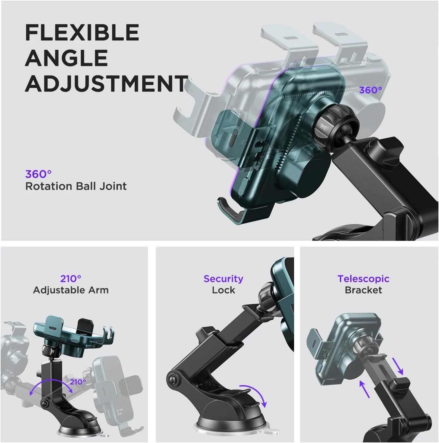 Wireless Car Charger,【7 Colored LED Backlit】 15W Auto Clamping Phone Mount Holder fit for iPhone 15 14 13 12 Mini Pro Max 11 XR XS X, Samsung Galaxy S23 Ultra S22 S21  S10  Note 20, etc - Green