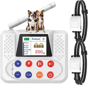 Wireless Dog Fence System, 2025 Electric Fence for Dog & Training Collar with Big LCD Screen, Portable Wireless Fence with 2.4GPFC Antenna, Waterproof & Adjustable Dog Perimeter Collar