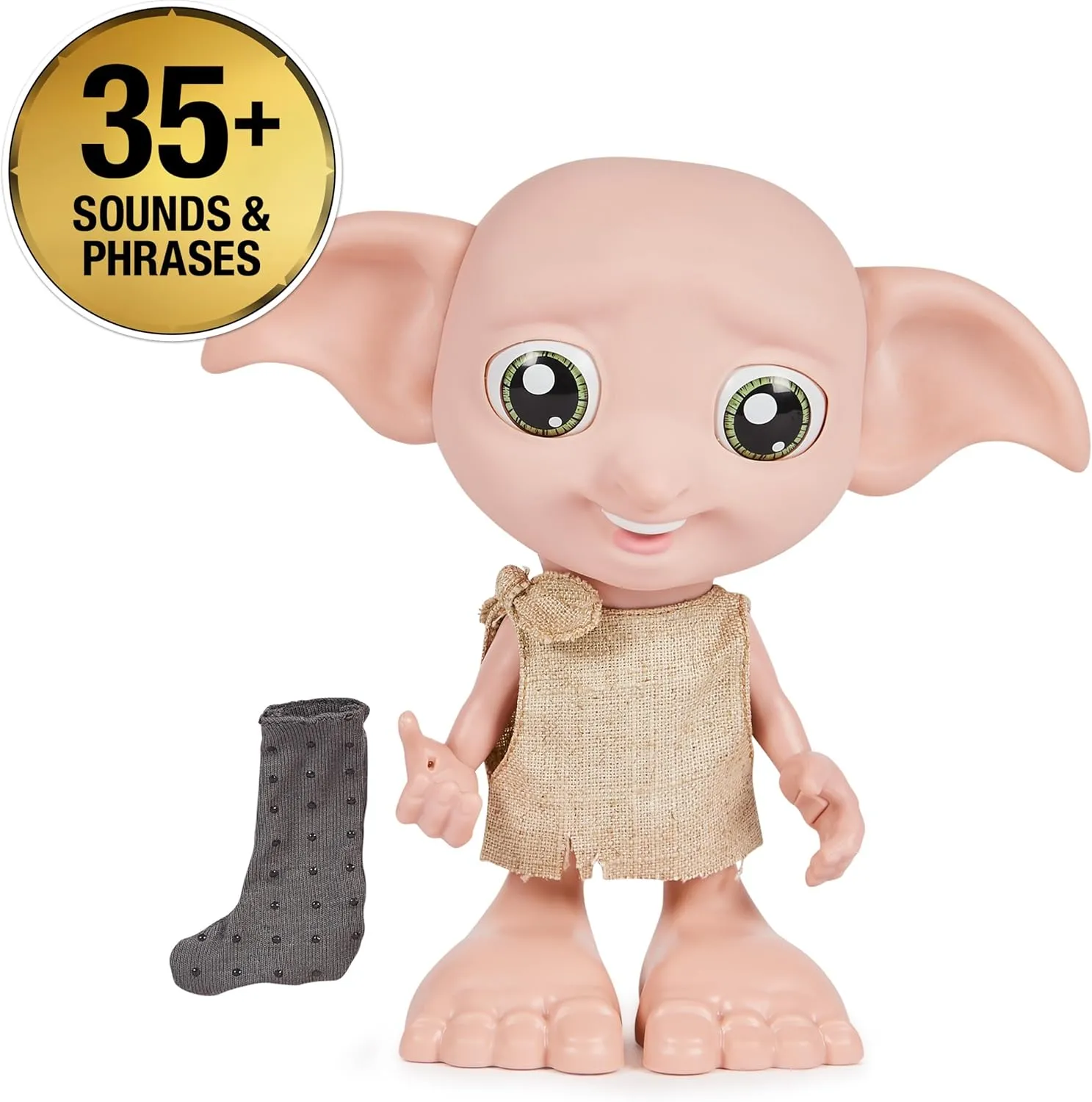 Wizarding World Harry Potter, Interactive Magical Dobby Elf Doll with Sock, over 30 Sounds & Phrases, 8.5-inch, Kids Toys for Ages 6 and up