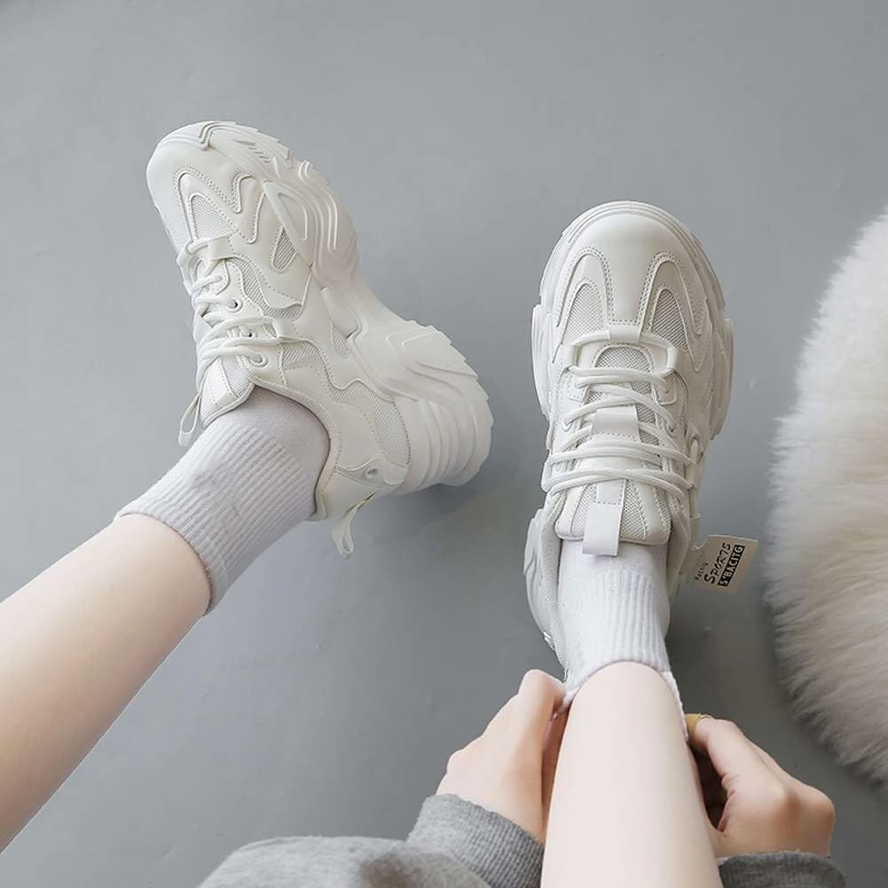 Women's Fashion Comfort Sport Breathable Mesh Platform Sneakers Casual Running Walking Shoes 5.5-8.5