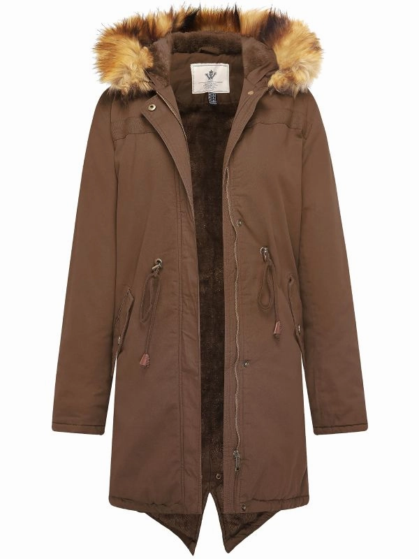 Women's Winter Long Hooded Sherpa Lined Parka Jacket Warm Coat