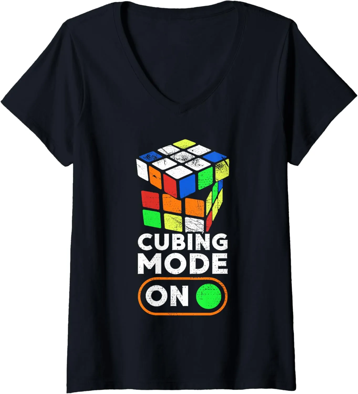 Womens Cubing Mode On - Speed Cube Puzzle Cube Master Speedcuber V-Neck T-Shirt