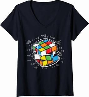 Womens Competitive Puzzle - Cuber - Speed Cubing - Puzzles - Cubing V-Neck T-Shirt