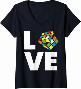Womens Competitive Puzzle - Cuber - Speed Cubing - Puzzles - Cubing V-Neck T-Shirt