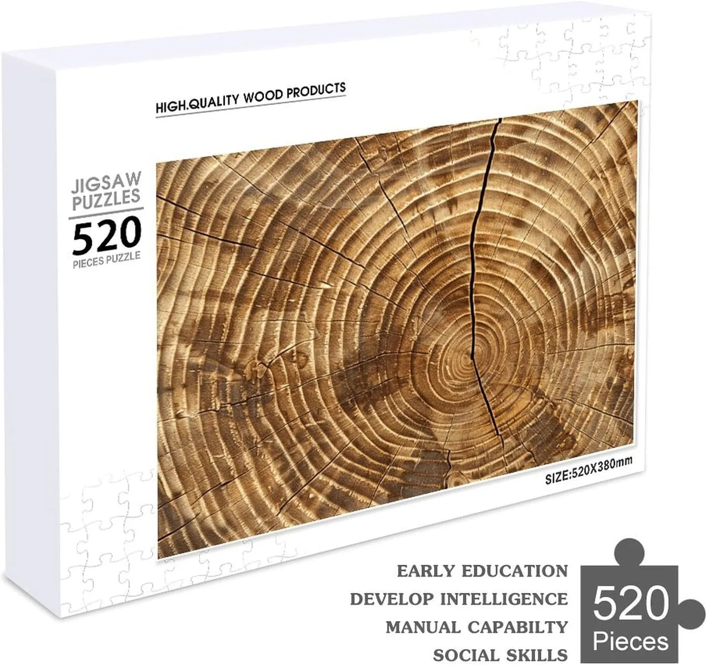 Wood Grain Texture Puzzles 520 Pieces Personalized Jigsaw Puzzles Wood Grain Texture Photo Puzzle Challenging Picture Puzzle for Adults Personaliz Jigsaw with Storage Bag (20.5" X 15")