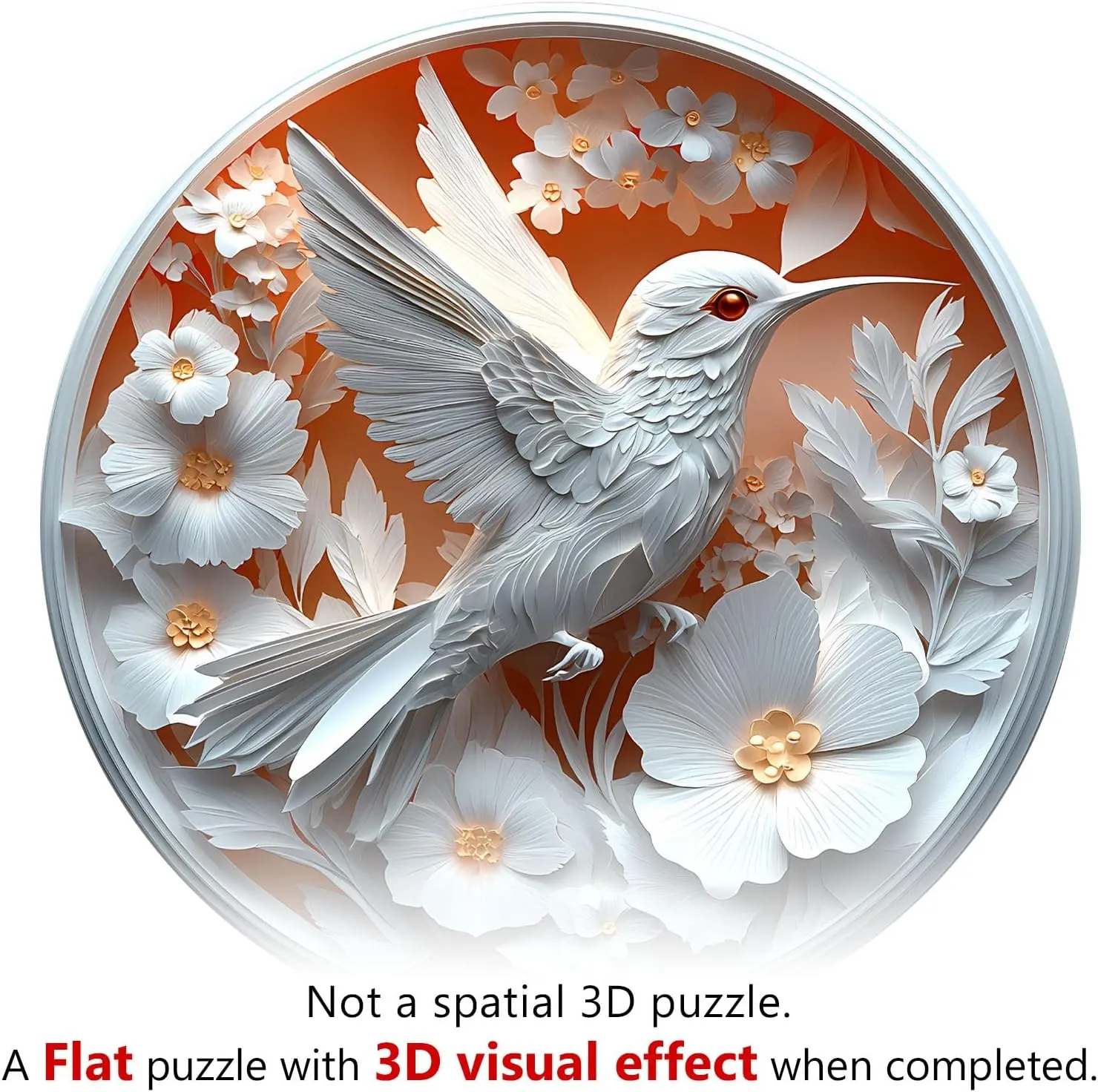 Wooden Puzzles for Adults, Unique Animal Shaped Paper Hummingbird Adult Puzzle, 3D Vision Wooden Jigsaw Puzzles Adult, Challenging Creative Gifts Family Games 8.5 * 8.5in 100pcs