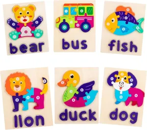 Wooden Puzzles for Toddlers,Puzzles for kids age 3-5, Montessori Toys for 3  Year Old Girl Boy, 6 Puzzle Shape for kids Age 3 , Educational Preschool Toys, Gifts for Toddlers, Cognition Learning Skill
