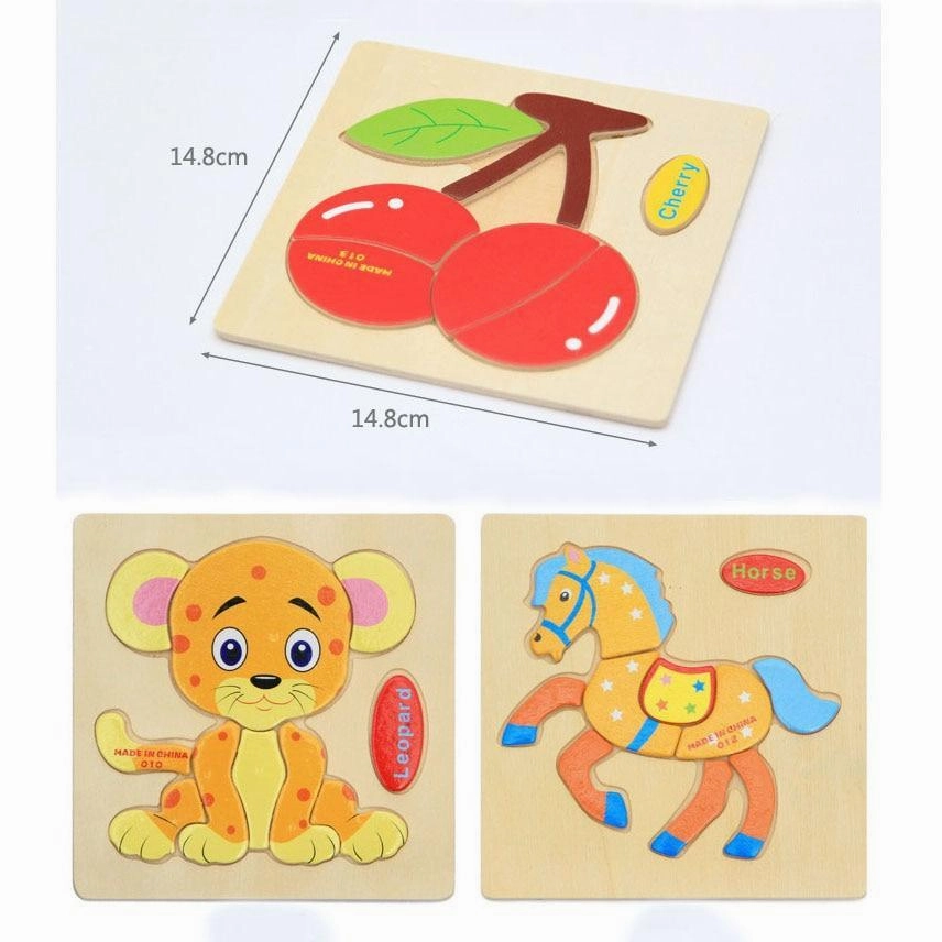 Wooden 3D Stevvex Modern Interesting Baby Learning Puzzles for Children Cartoon Animal Fruit Puzzles Intelligence Kids Children Educational Toy
