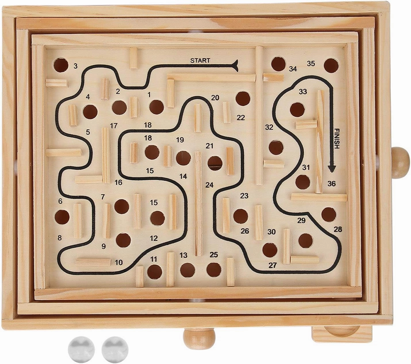 Wooden Ball Game Maze Game Toy Wood Maze Game Wooden Labyrinth Toy Game for Elderly Adults Girls Boys and Girls