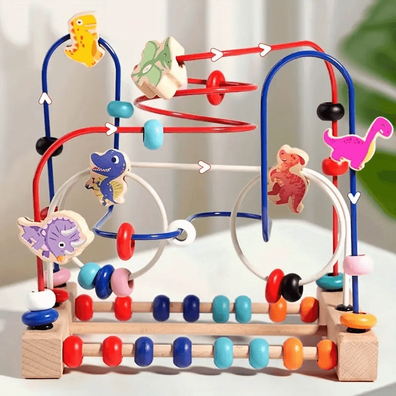 Wooden Dinosaur Bead Maze – Montessori Educational Toy for Kids