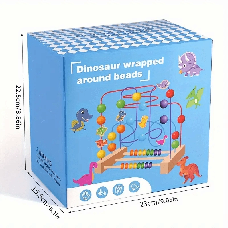 Wooden Dinosaur Bead Maze – Montessori Educational Toy for Kids