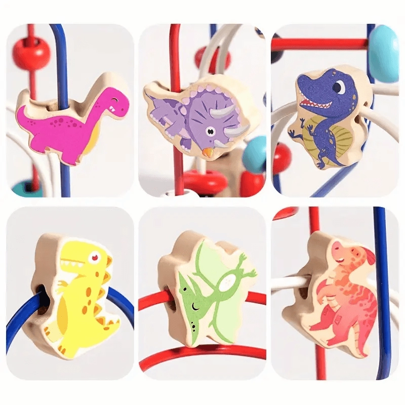 Wooden Dinosaur Bead Maze – Montessori Educational Toy for Kids