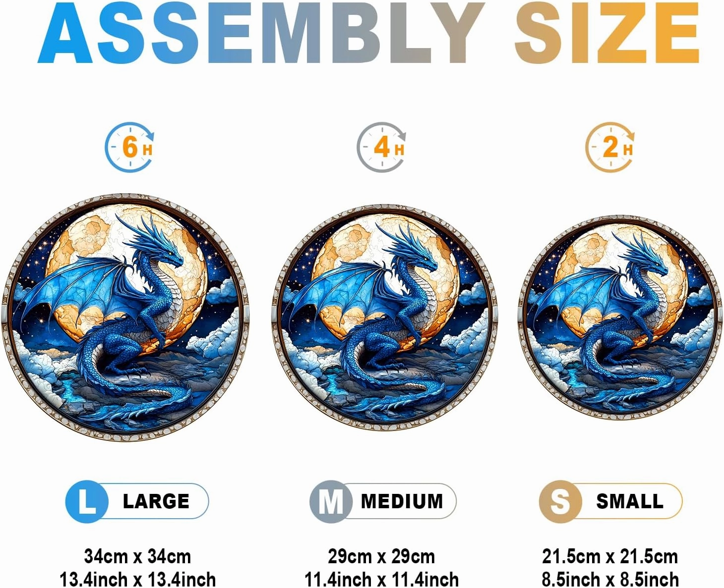 Wooden Dragon Puzzles - Unique Shaped Wooden Jigsaw Puzzles for Adults - Moonlit Blue Dragon Wooden Puzzles - Animal Wooden Puzzle Creative Birthday Gifts - Puzzle Toys - 200pcs