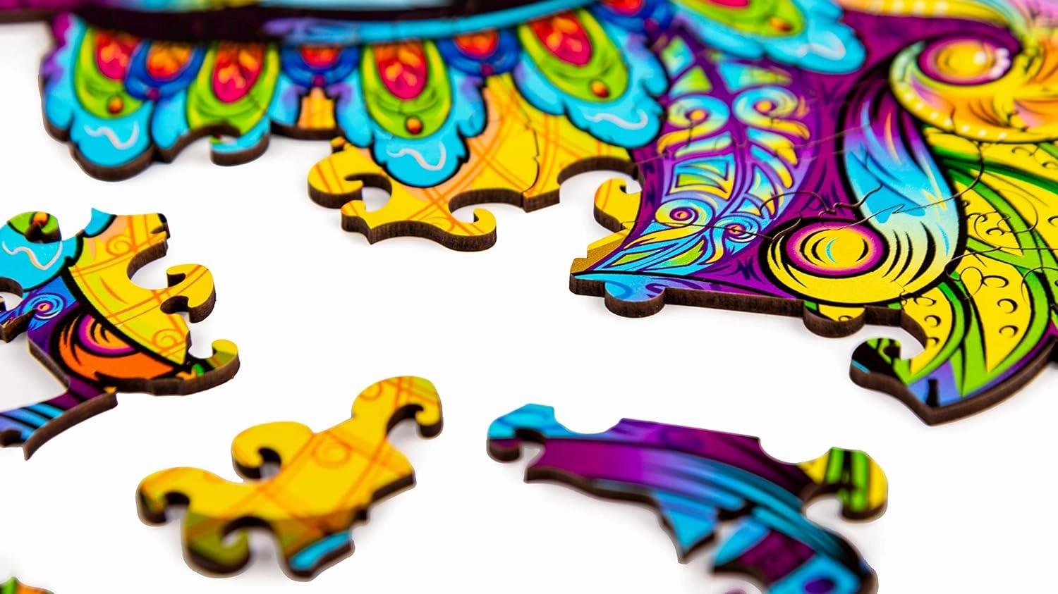 Wooden Jigsaw Puzzle for Adults and Kids - Hare, Animal-Shaped Fantasy Puzzle, 188 Unique Shaped Pieces, Size King (17.3" x 15")