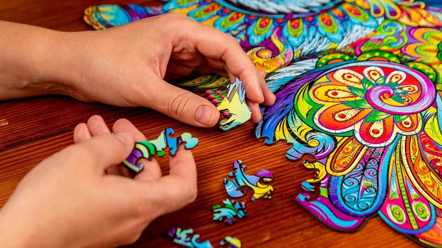 Wooden Jigsaw Puzzle for Adults and Kids - Hare, Animal-Shaped Fantasy Puzzle, 188 Unique Shaped Pieces, Size King (17.3" x 15")