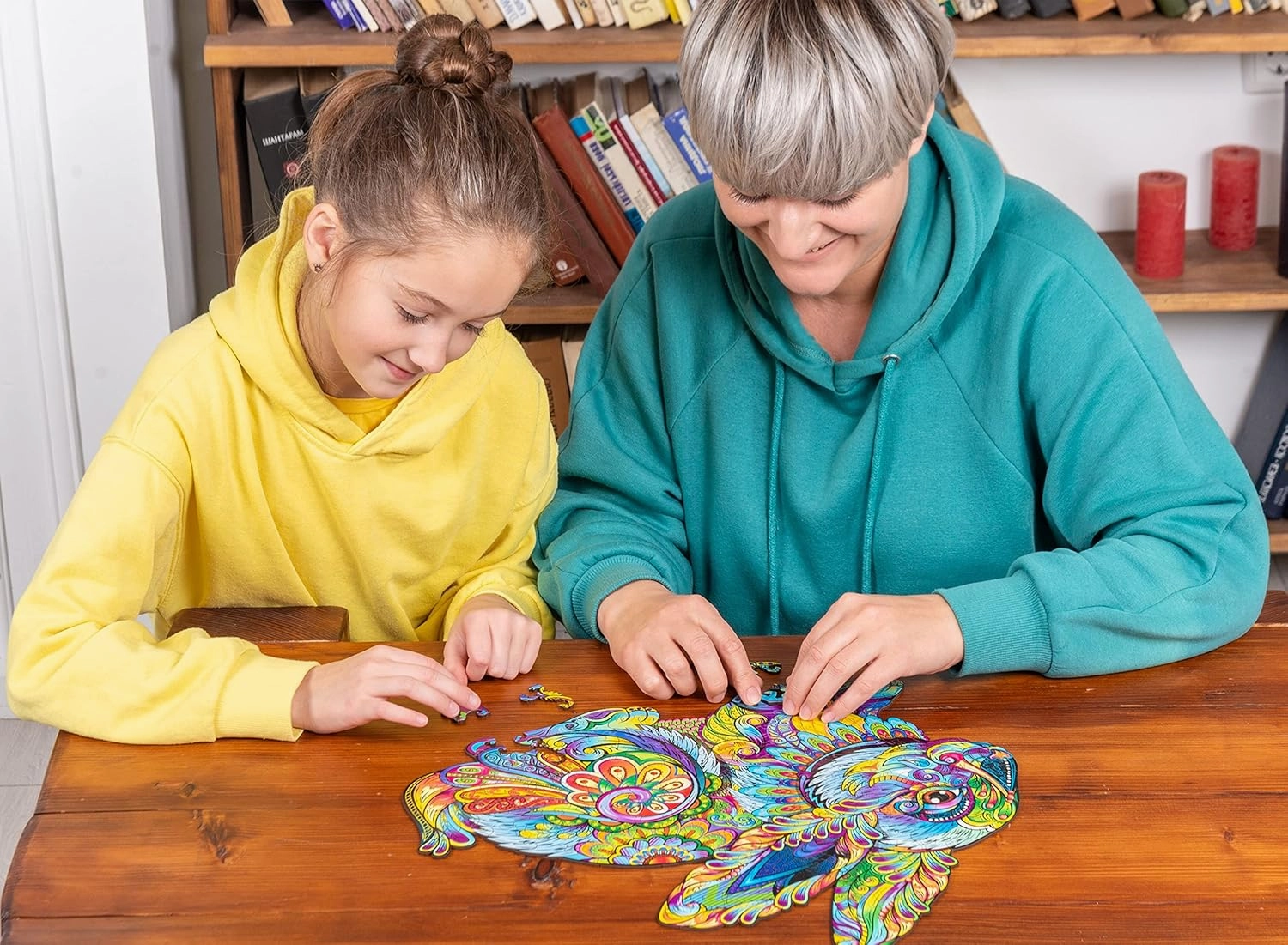 Wooden Jigsaw Puzzle for Adults and Kids - Hare, Animal-Shaped Fantasy Puzzle, 188 Unique Shaped Pieces, Size King (17.3" x 15")