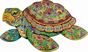 Wooden Jigsaw Puzzle for Adults and Kids - Turtle, Reptile-Shaped Fantasy Puzzle, 171 Unique Shaped Pieces, Size King (12.2" x 20.5")
