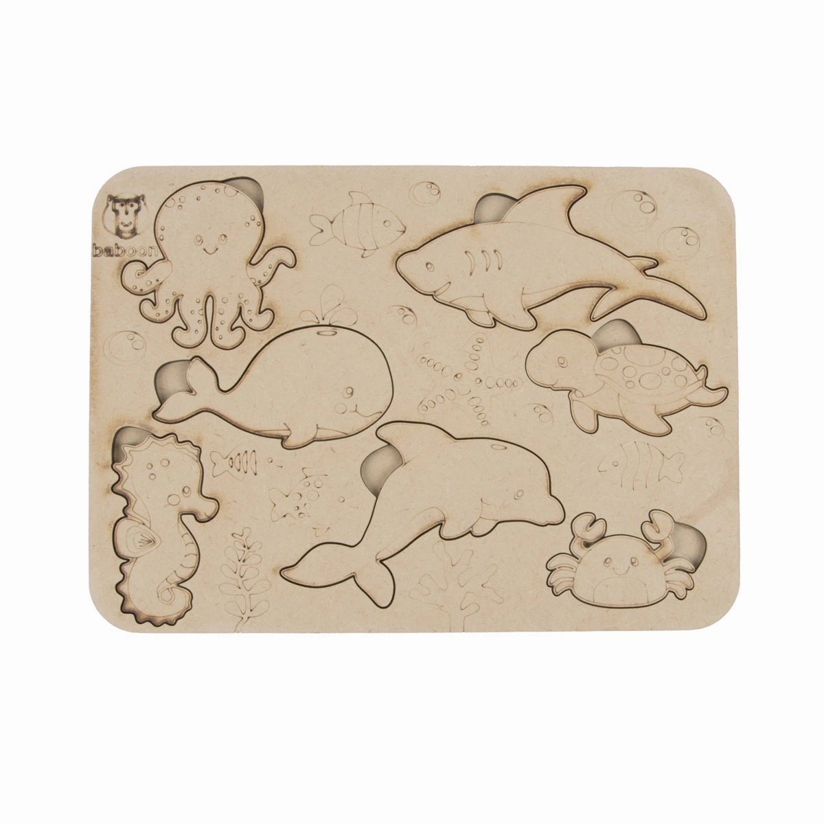 Wooden Puzzle - 10 x 7 Inches | Paintable Toy Fish Puzzle Box/ Puzzle Toy for Kids