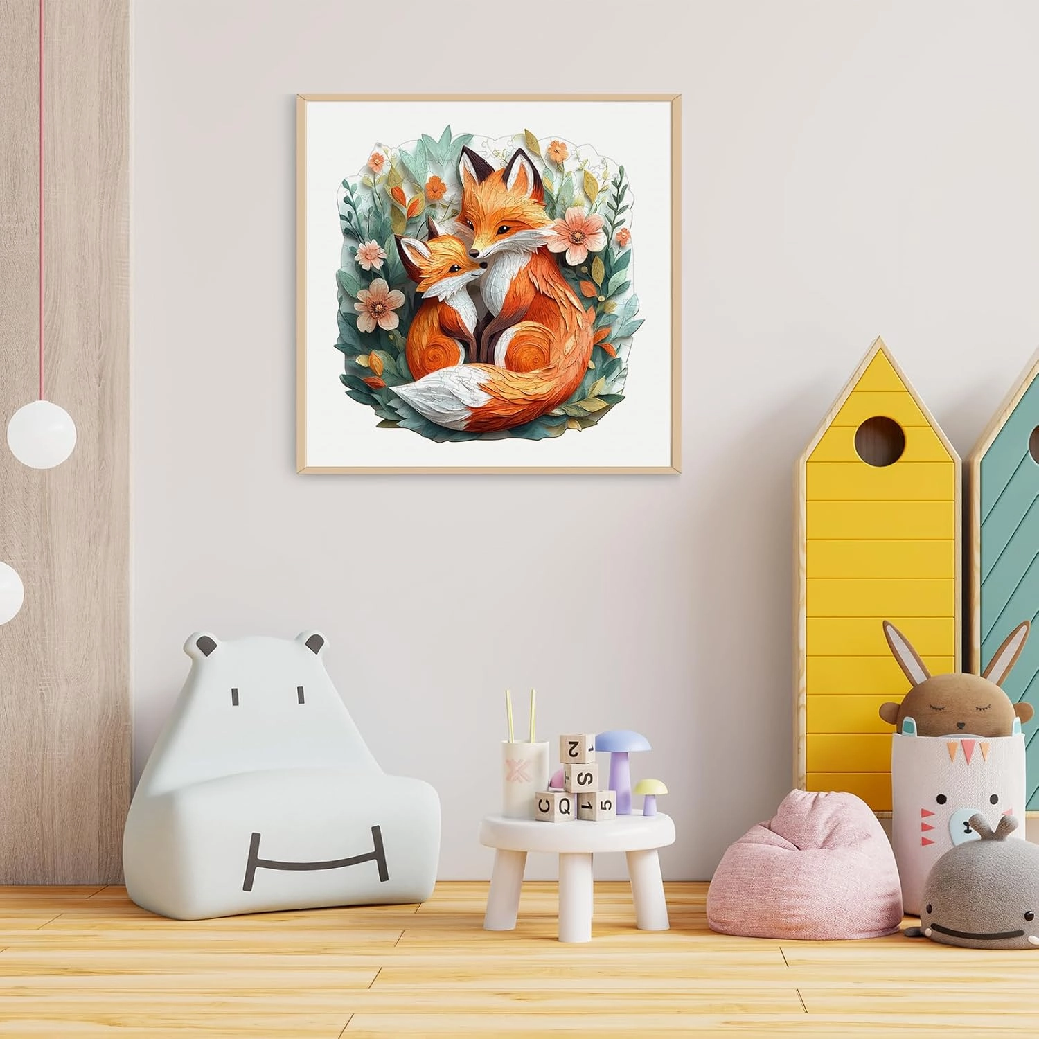 Wooden Puzzles for Adults - Parent Child Fox Wooden Jigsaw Puzzles - Unique Shaped Wooden Jigsaw Puzzles - Animal Wooden Puzzle Creative Gifts - Puzzle Toys - (100pcs)