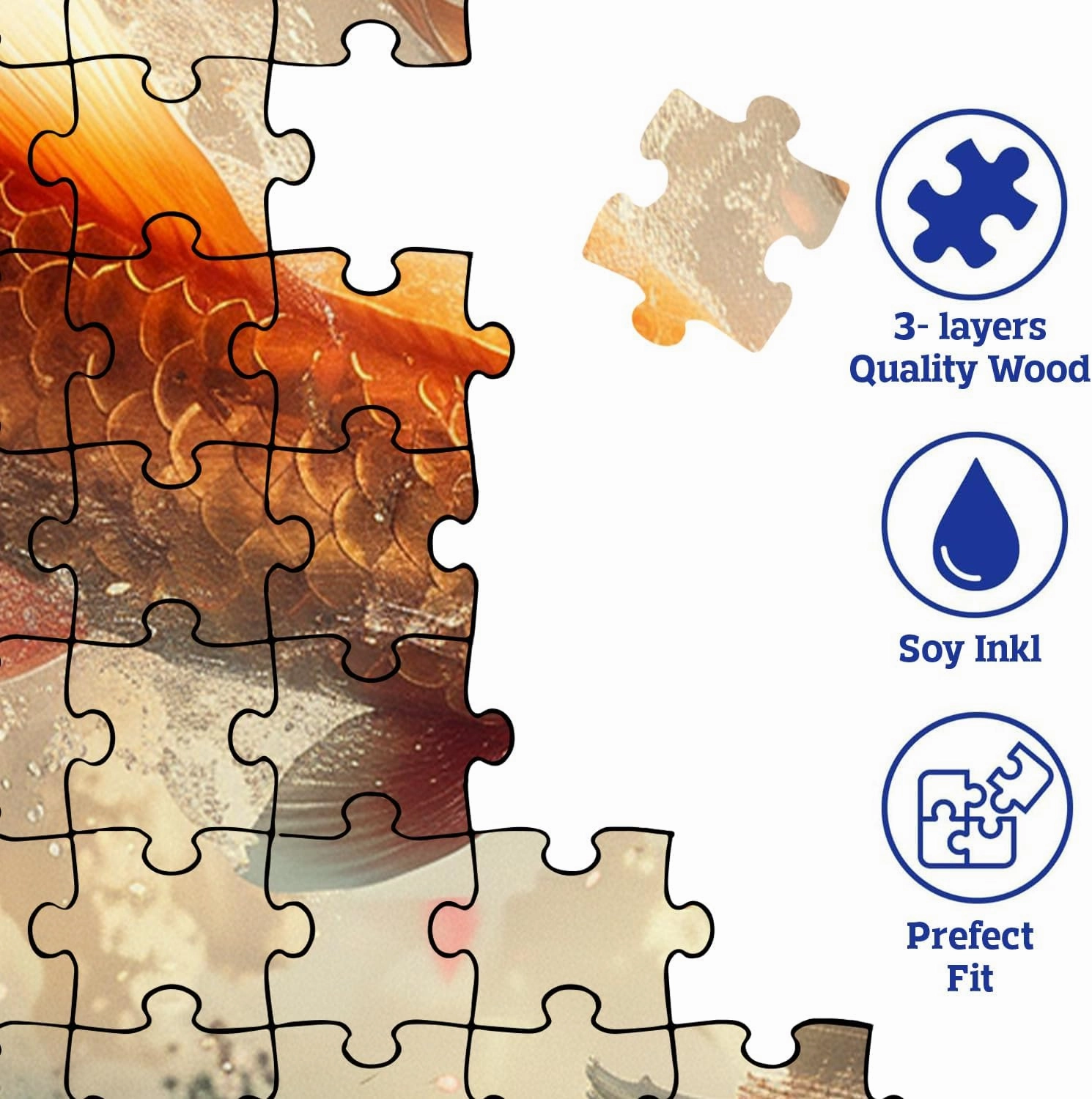Wooden Puzzles for Adults Jigsaw 500 Piece Koi Fish 500 Piece Puzzle Art for Family Fun Adult Kids Puzzle Games