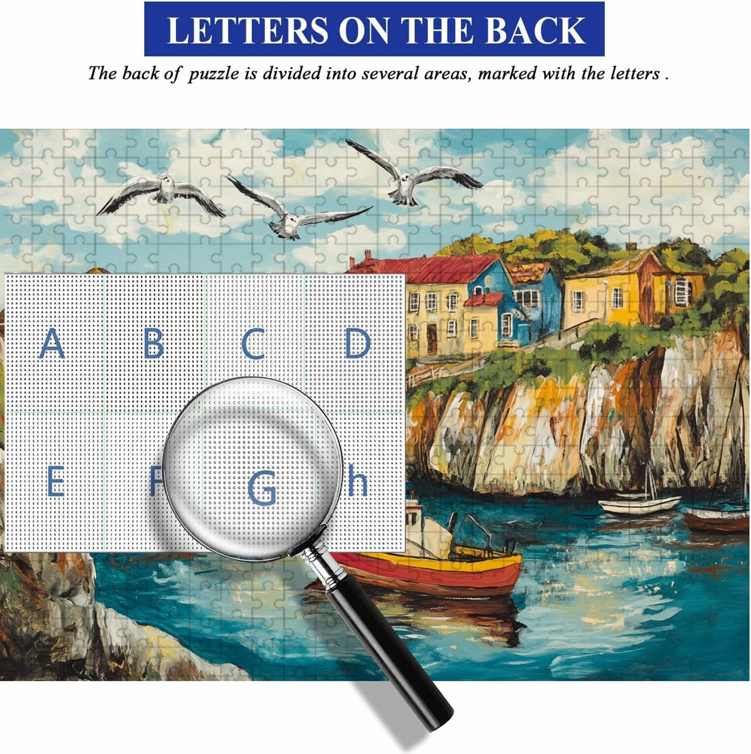 Wooden Puzzles for Adults, Picturesquare Fishing Village Wooden Jigsaw Puzzles 500/1000pcs, Irregular Wood Puzzles Creative Gift for Adults Kids Family Game