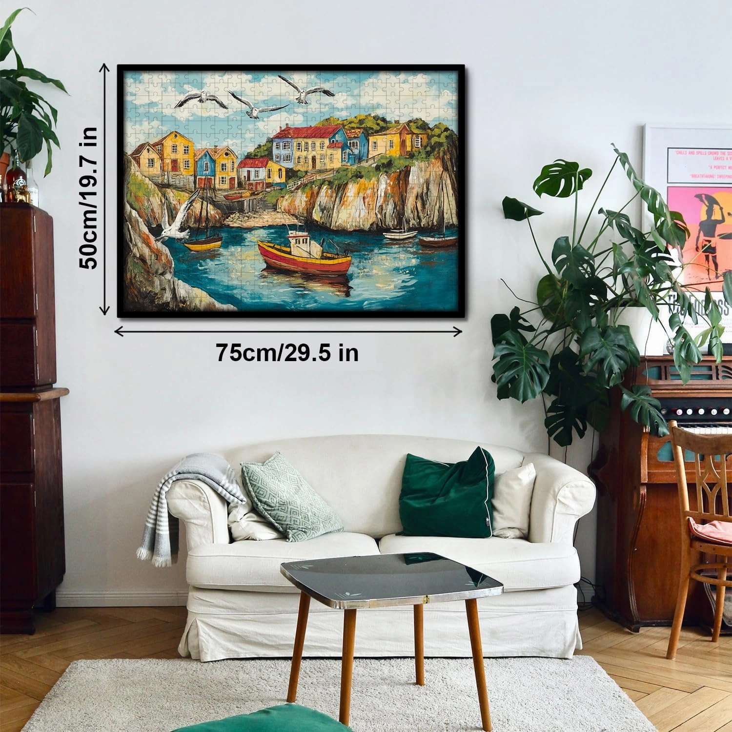 Wooden Puzzles for Adults, Picturesquare Fishing Village Wooden Jigsaw Puzzles 500/1000pcs, Irregular Wood Puzzles Creative Gift for Adults Kids Family Game