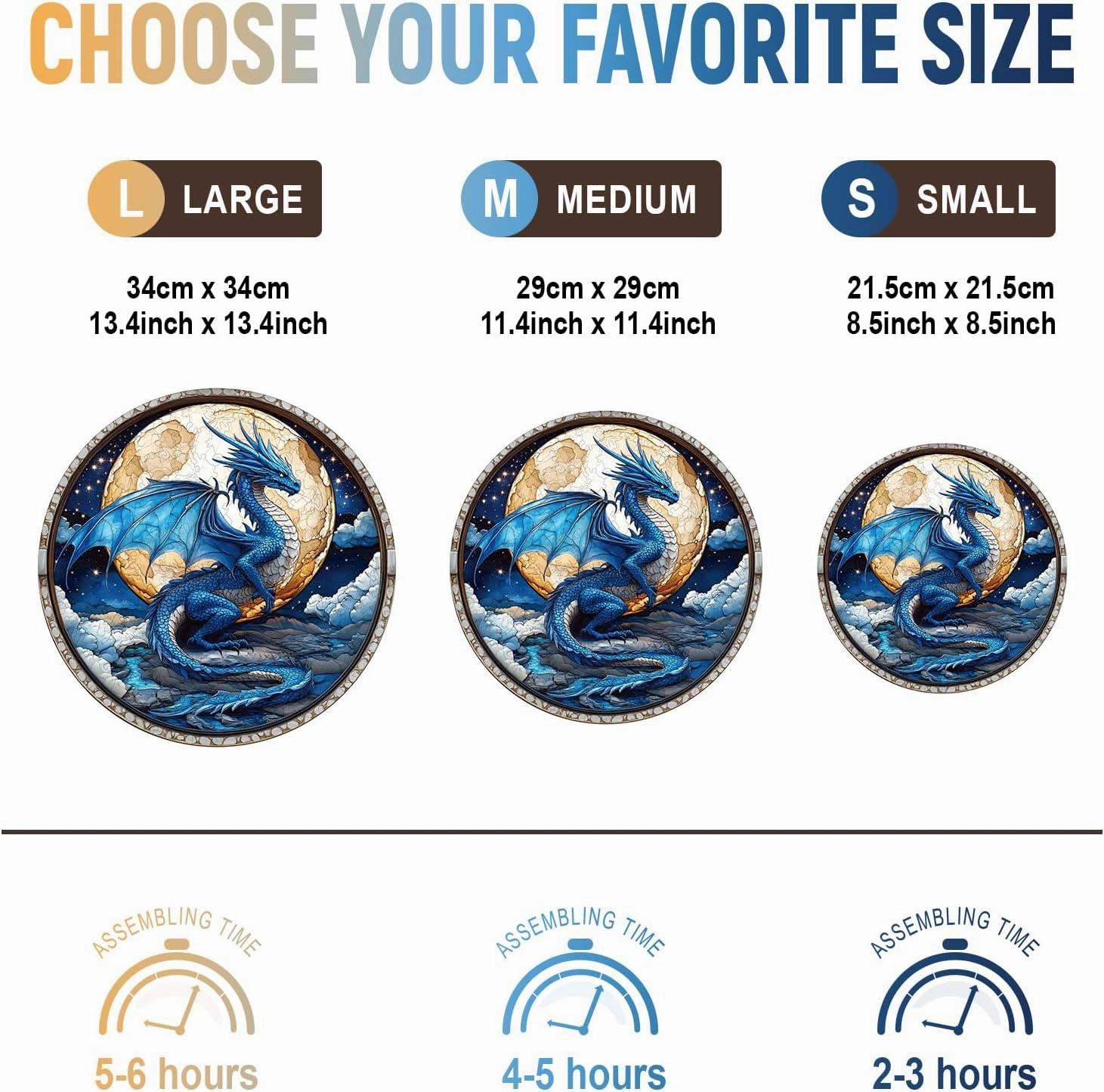 Wooden Puzzles for Adults, Unique Animal Shaped Moonlit Blue Dragon Adult Puzzle, 3D Vision Wooden Jigsaw Puzzles Adult, Challenging Creative Gifts Family Games 8.5 * 8.5in 100pcs