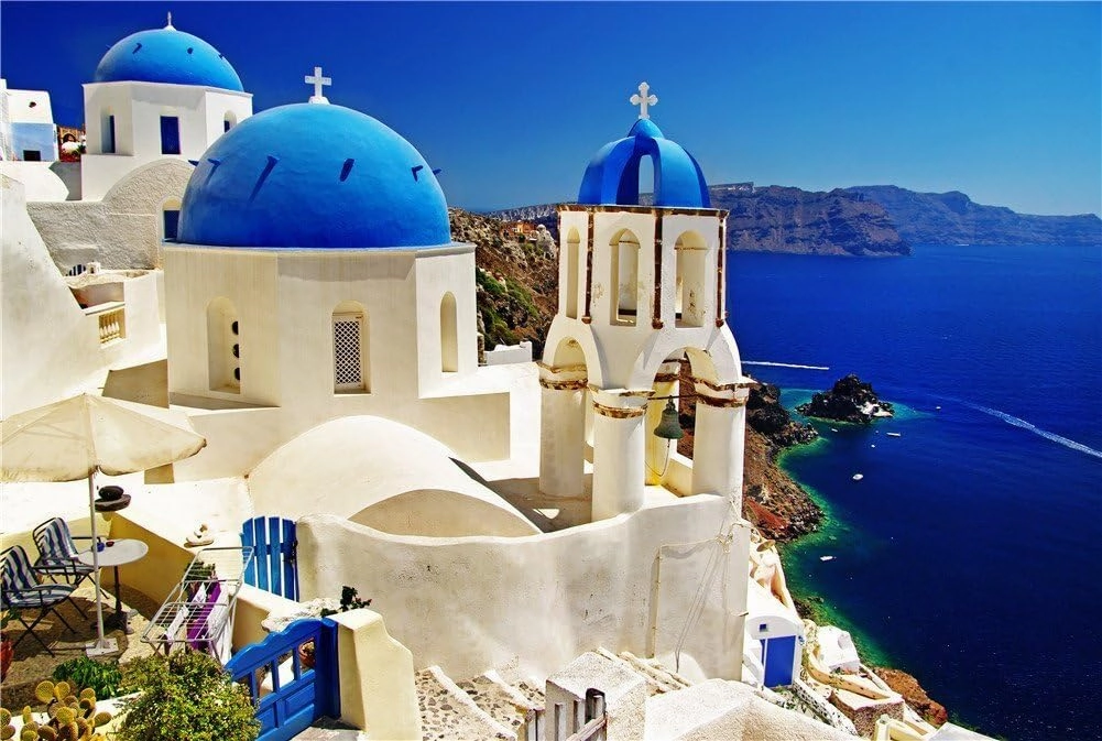 Woodmade 1000 Piece Puzzle Sea View Santorini Greek Island Jigsaw Puzzle for Family Wall Decoration Gift