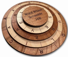 Word Wheel Scramble 74B Wooden Puzzle Word Search Challenges