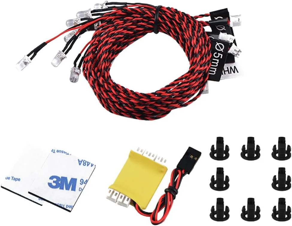 Xeniol RC Lights 8LED Lighting System Kit Simulation Flashing Lights RC Accessories For RC Airplane Helicopter Aircraft Quadcopter - (Color: 1set Lighting System)