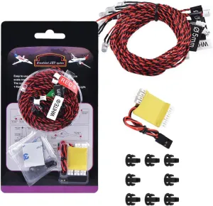Xeniol RC Lights 8LED Lighting System Kit Simulation Flashing Lights RC Accessories For RC Airplane Helicopter Aircraft Quadcopter - (Color: 1set Lighting System)