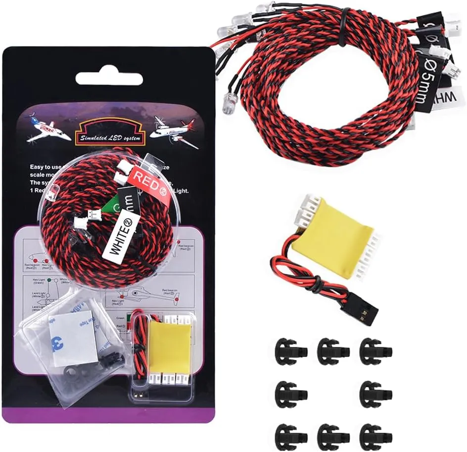 Xeniol RC Lights 8LED Lighting System Kit Simulation Flashing Lights RC Accessories For RC Airplane Helicopter Aircraft Quadcopter - (Color: 1set Lighting System)