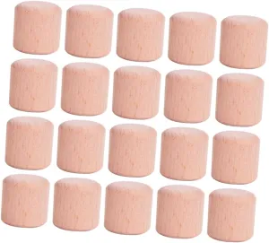 Yardwe 20Pcs Geometric Wood Blocks Smooth Beech Cylinder Building for Education for DIY Crafts and Creative Play