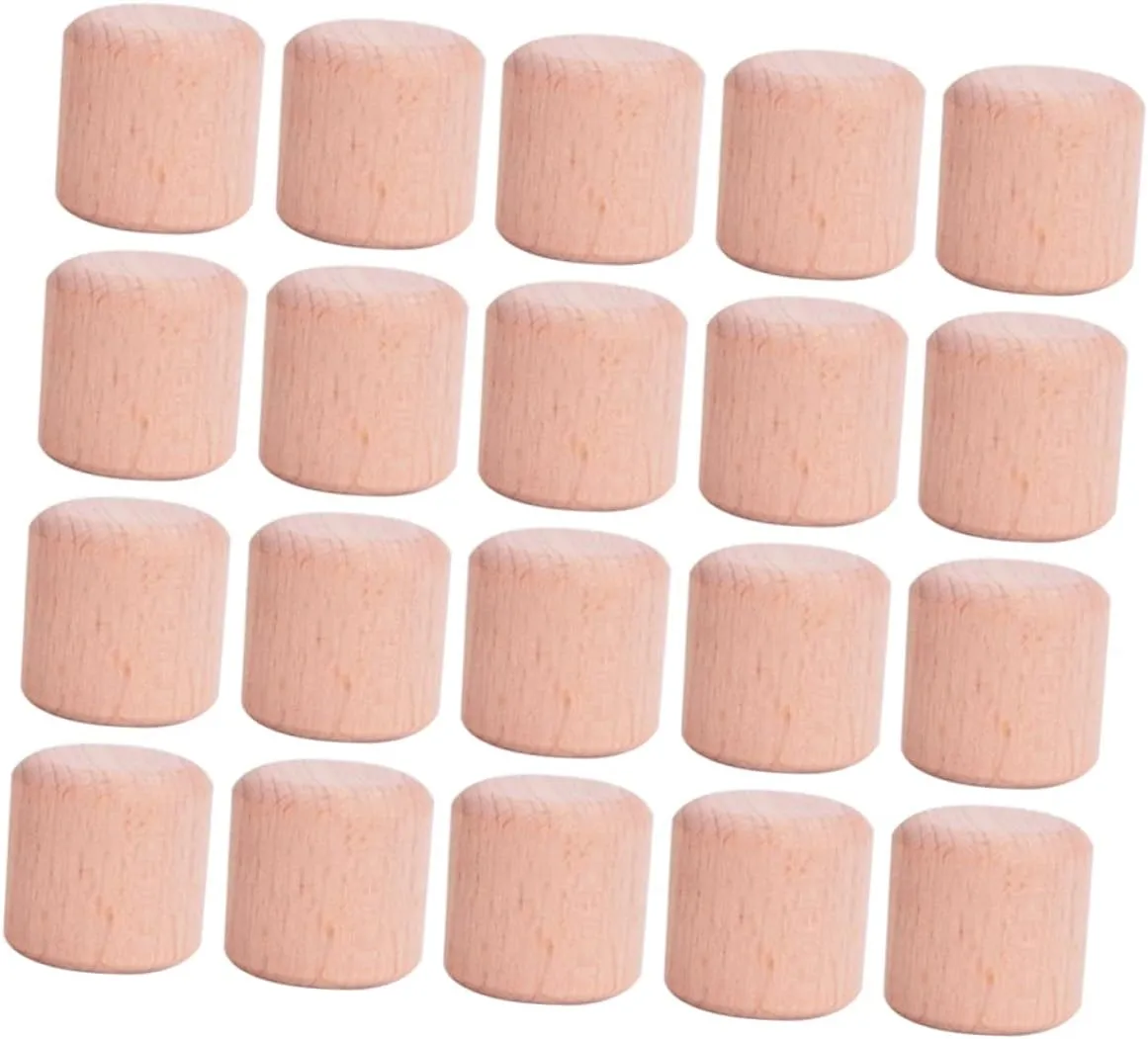 Yardwe 20Pcs Geometric Wood Blocks Smooth Beech Cylinder Building for Education for DIY Crafts and Creative Play